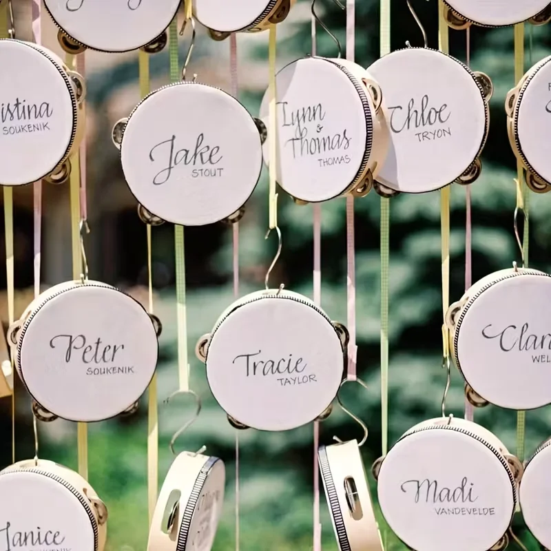 6 قطعة طبلة الزفاف الدف لتقوم بها بنفسك دش الزفاف الطبول اليد حفلة عيد ميلاد هدايا الزفاف للضيوف صانع الضوضاء الدعائم الألعاب