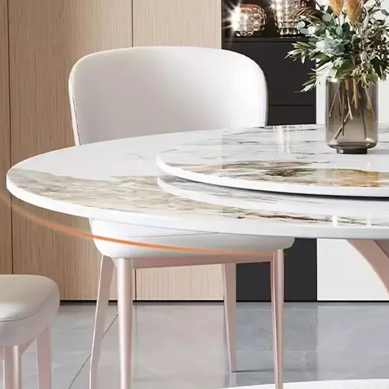 Modern Kitchen Dining Table Round Waterproof Living Room Dining Tables White Designer Mesa Redonda Comedor Home Furniture