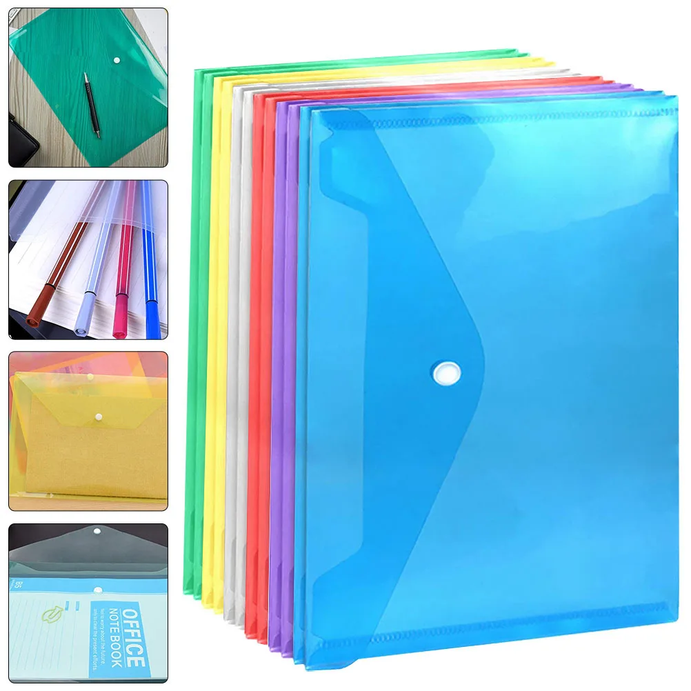 

12 шт. A4 красочные сумки для документов пластиковый держатель для файлов прозрачный органайзер для хранения документов легкая офисная папка для файлов