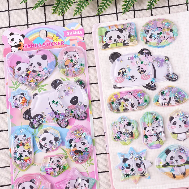 3D Giant Panda Water Injection Cute Sticker Cartoon Animal Children's Puzzle Reward Handmade Mobile Phone Decoration Sticker