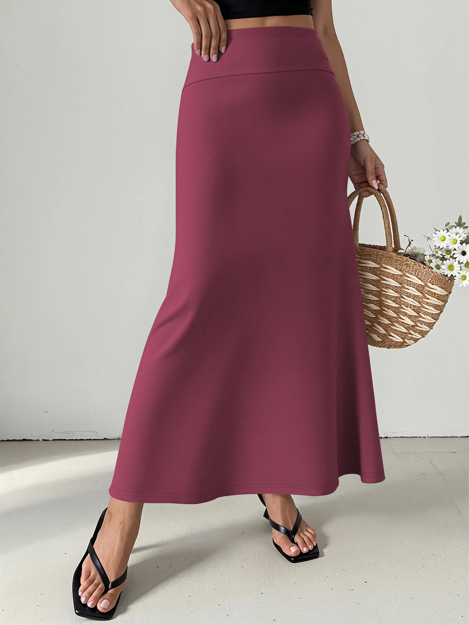 Smart Casual Maxi Skirt, Streamlined Design, Office Commute & Weekend Social Wear