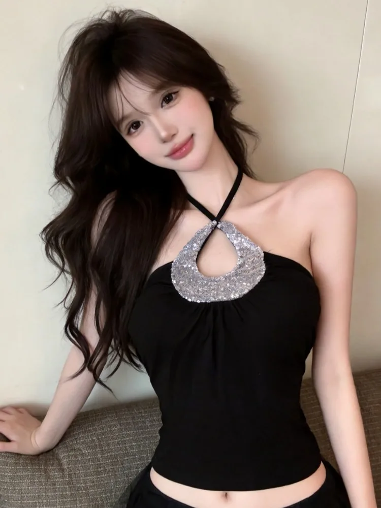 

Thai Style Beautiful Small Strap Vest Summer New Design Short Sleeveless Base Top Breathable Knitted Korean Standard Fit City...