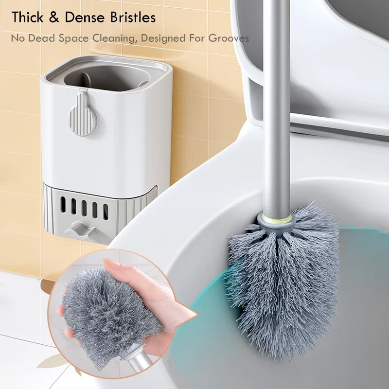 

Joybos Toilet Brush Wall-mounted Toilet Brush Extended Handle Home Cleaning Tool with Drain Box No Dead Corner Cleaning