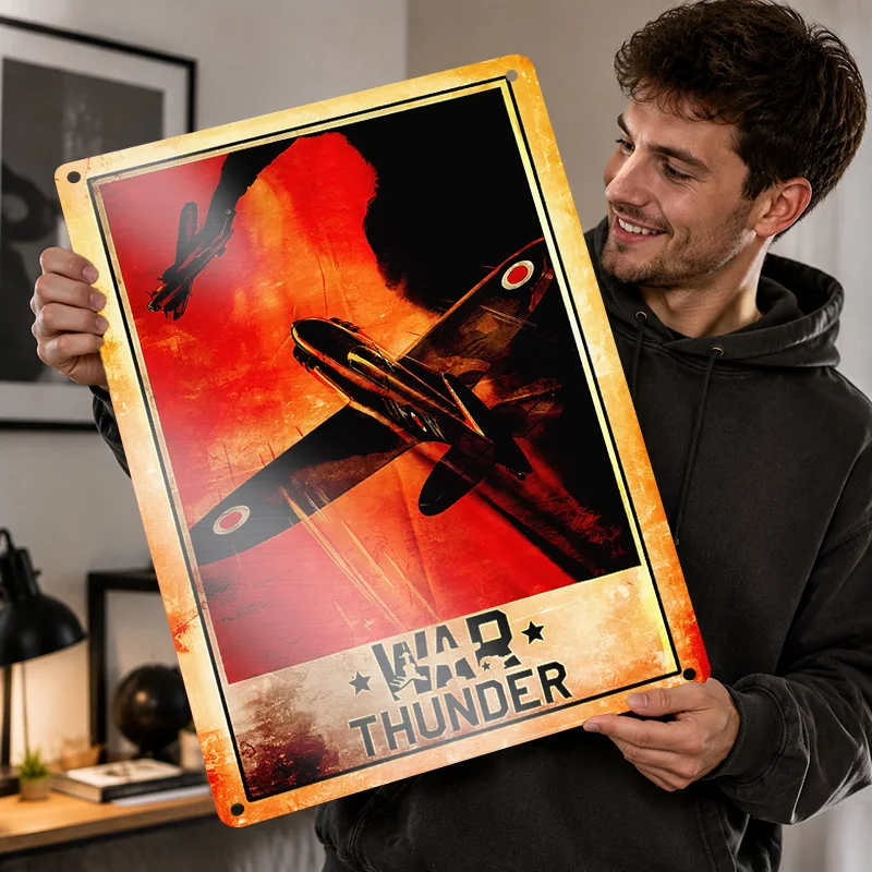 War Thunder Textured Posters Customized Aluminum Metal Sign Pixel Era Culture Wall Art Ideal For Media Lounge Or Birthday Gift