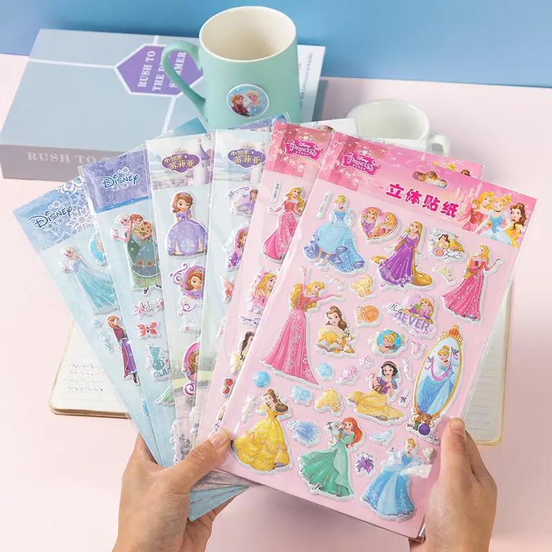 

Наклейка из объемного хлопка (3D) с Эльзой, Золушкой и Минни Маус, 1 шт., для творчества, для блокнота, чехла для телефона, в подарок девочке на день рождения