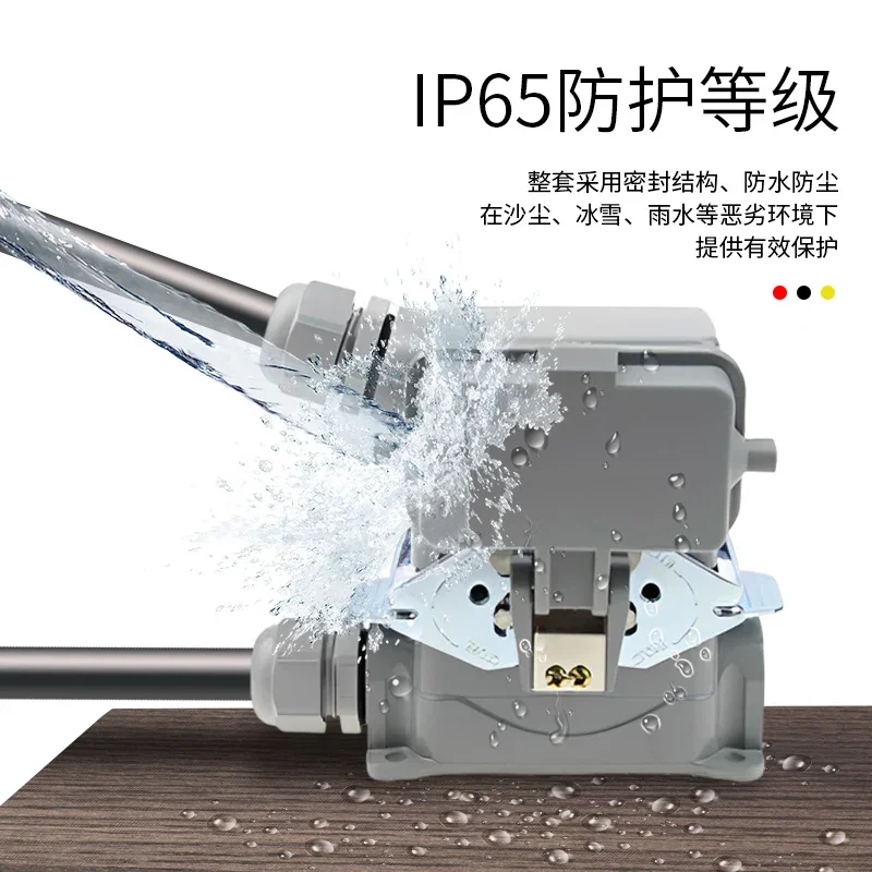 Heavy Duty Connector Hdc-He-Higher Base Surface Mount Onderste Shell Met Stofkap Hot Runner Plug Socket