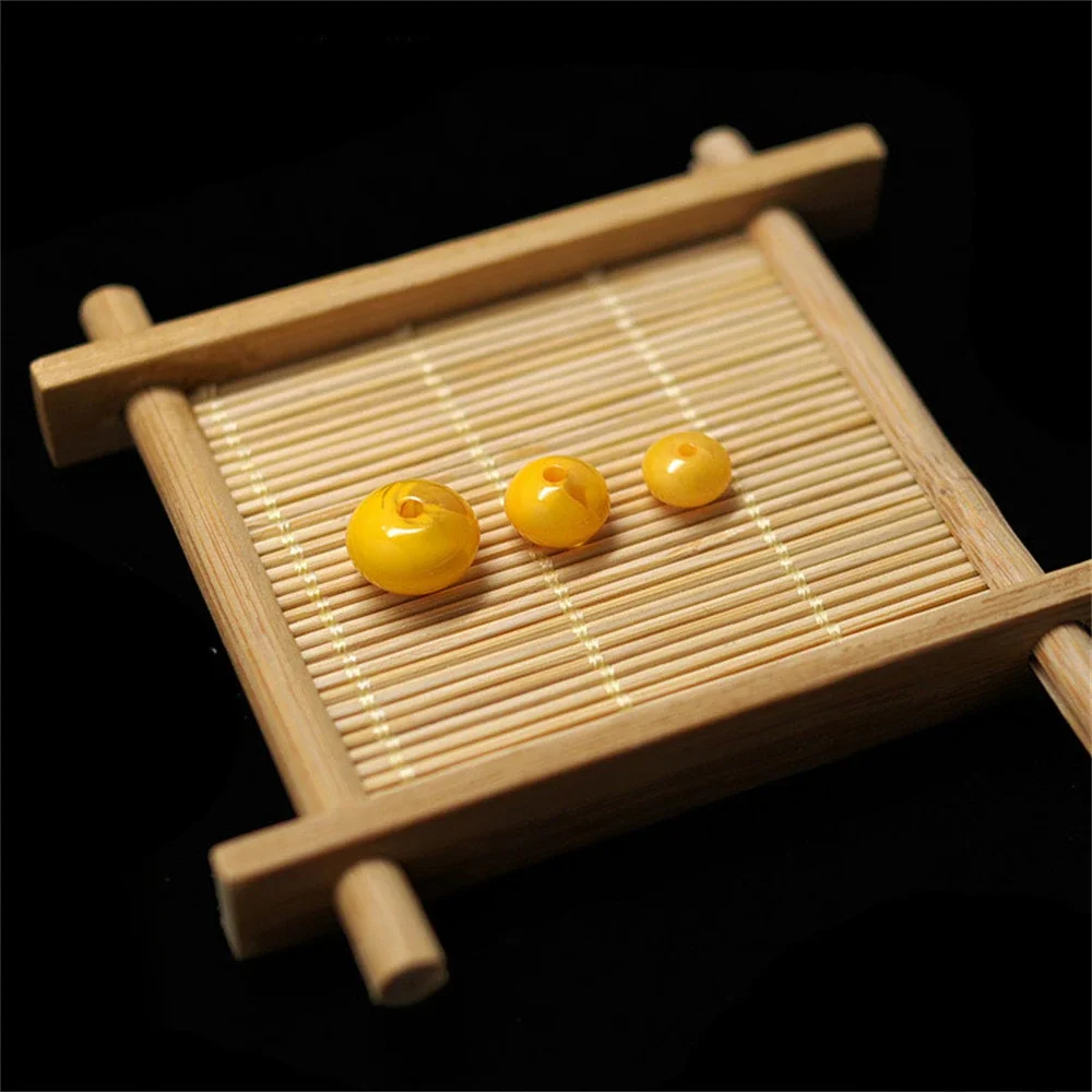 

Imitation Amber Abacus Loose Beads for Jewelry Making 6-10mm Yellow Stripe Beeswax DIY Bracelets Necklace Earring Key Chain