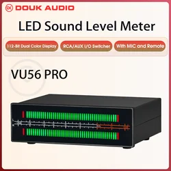 Douk Audio Dual Channel LED Sound Level Meter MIC+LINE Music Spectrum Visualizer Display Stereo Audio Splitter 3.5mm/RCA Adapter