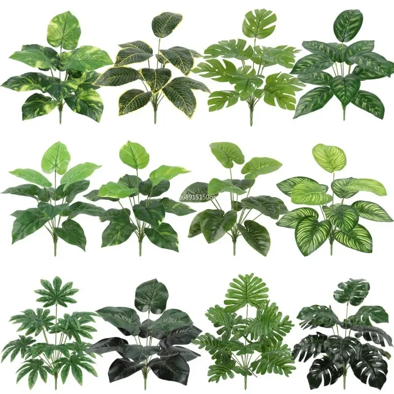 12Head Artificial Turtle Leaf Green Tree Branch Plants Indoor Living Room Decoration Simulation Plant Potted Household Ornaments