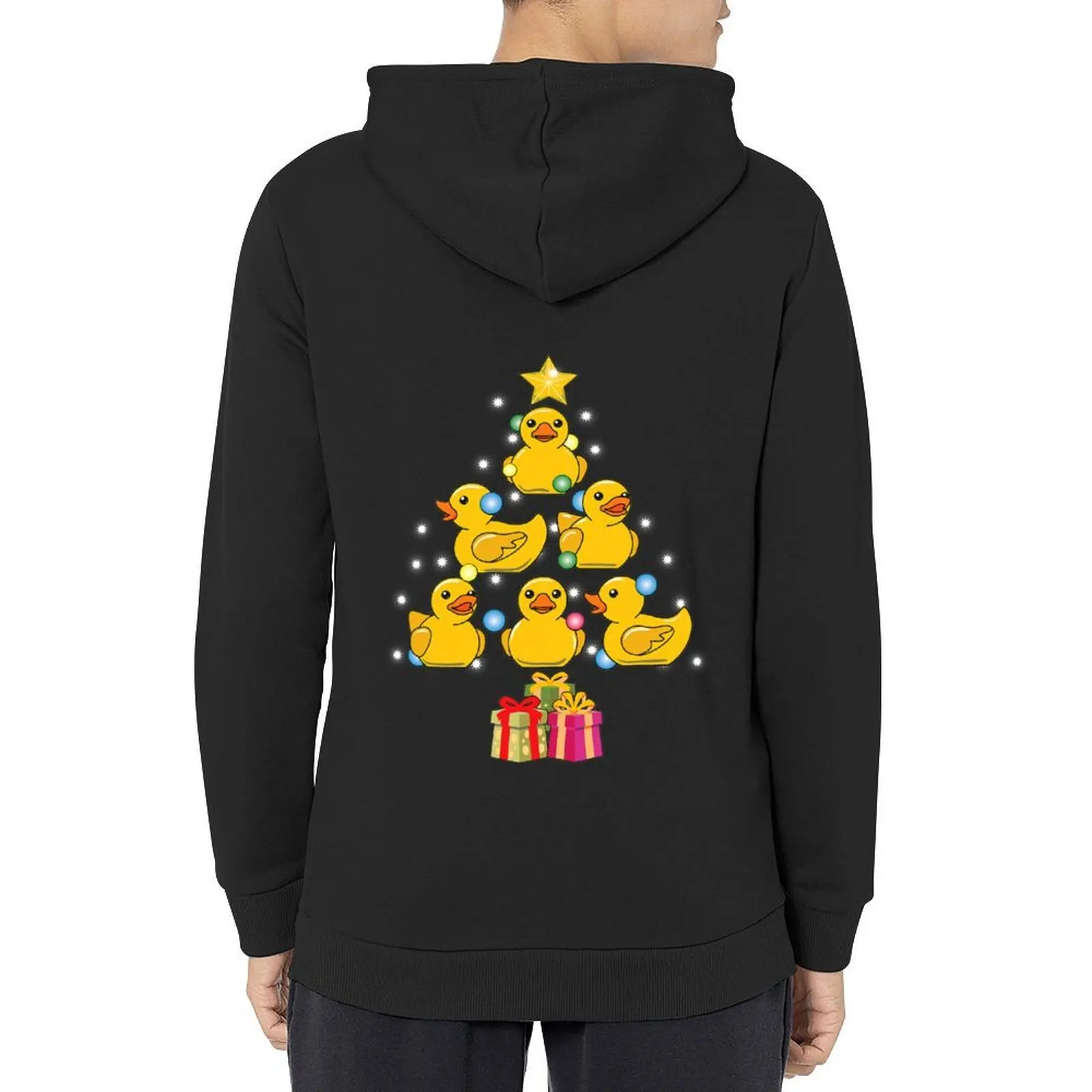 

Duck Christmas Tree Duckie and Quack Christmas Hoodie hooded shirt men's clothes men clothes blouse new in hoodies and blouses