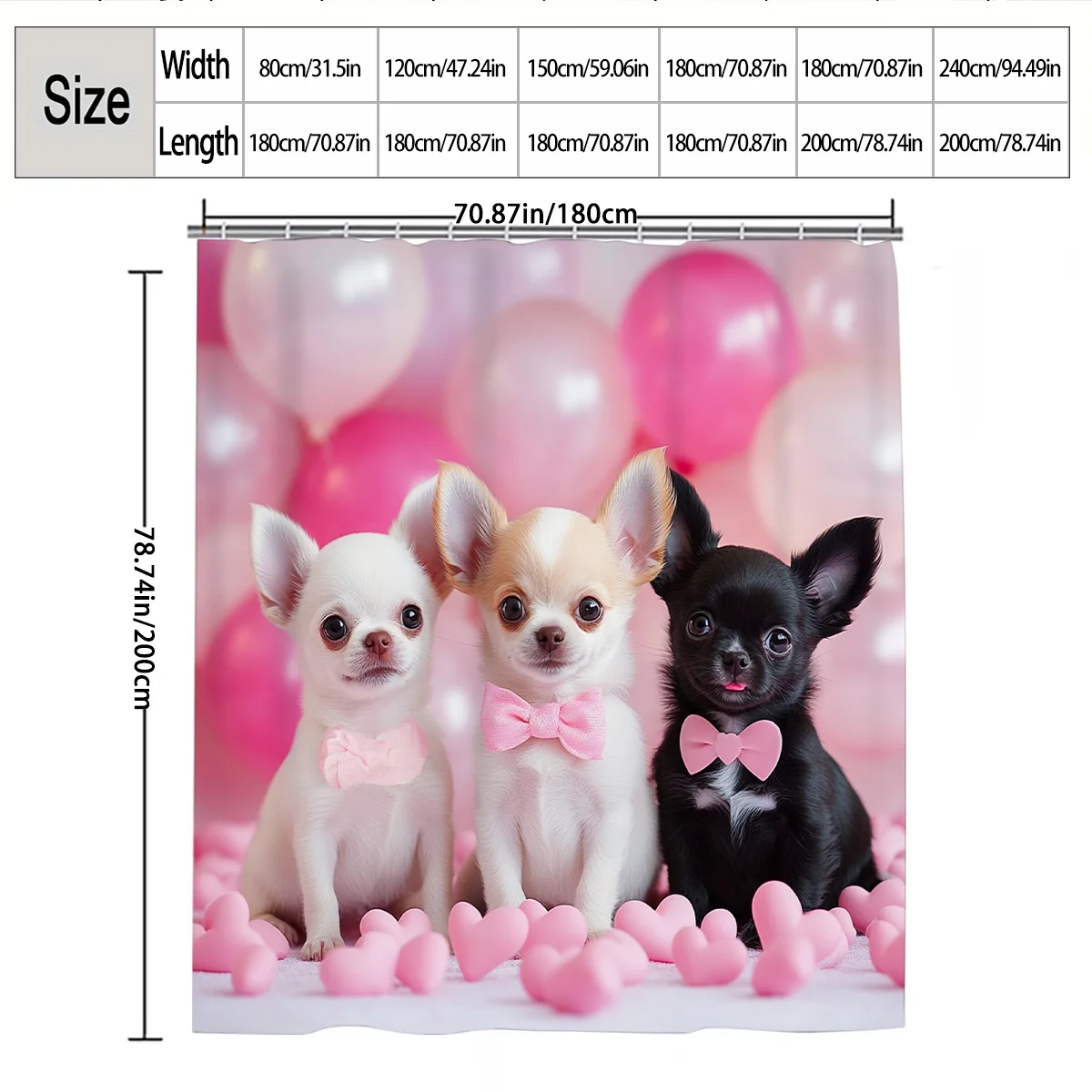 Cute Puppy Family Shower Curtain Bathroom Decor Pet Lover Gift Pink Background Dog Art