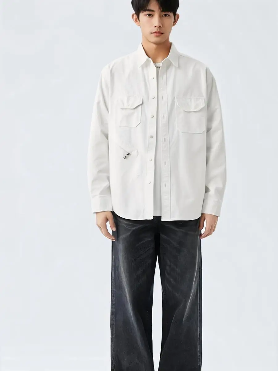 

Рубашка из ткани Оксфорд для работы, с длинным рукавом, цветная, весенняя, модная, дышащая, свободного кроя, в японском ретро-стиле