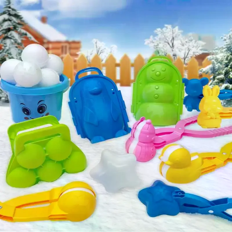 1 قطعة كرة الثلج للأطفال مكافحة قالب الثلج أداة الشتاء البطريق بطة الكرتون الرمال كليب لعبة صانع كرة الثلج