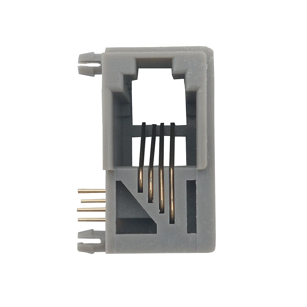 10PCS RJ9 Connector 4P4C receiver socket 616Y Grey For Telephone Plug female Side insert PCB