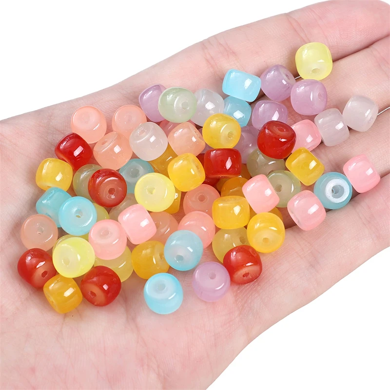 8x6mm 30pcs/lot Glass Barrel Beads Round Loose Bead For Jewelry Making DIY Crafts Keychain Necklace Bracelet Accessories