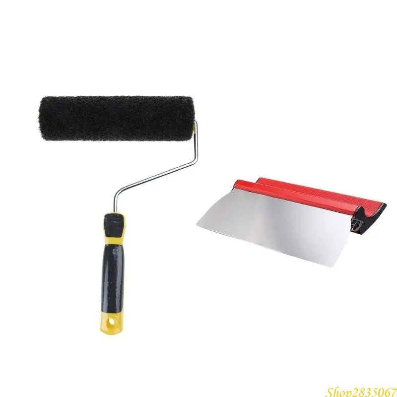 Uprgades Plaster Application Roller with Handle Efficient Plaster Spreading Roller Steel for Smooth Putty Distribution 831F
