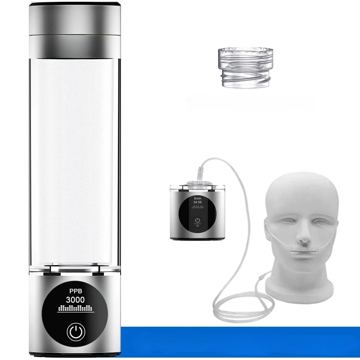 Generator Bottle DuPont SPE+PEM Dual Chamber lonizer + PPB&Time Display + H2 Inhalation Device ALTHY Performance Hydrogen Water