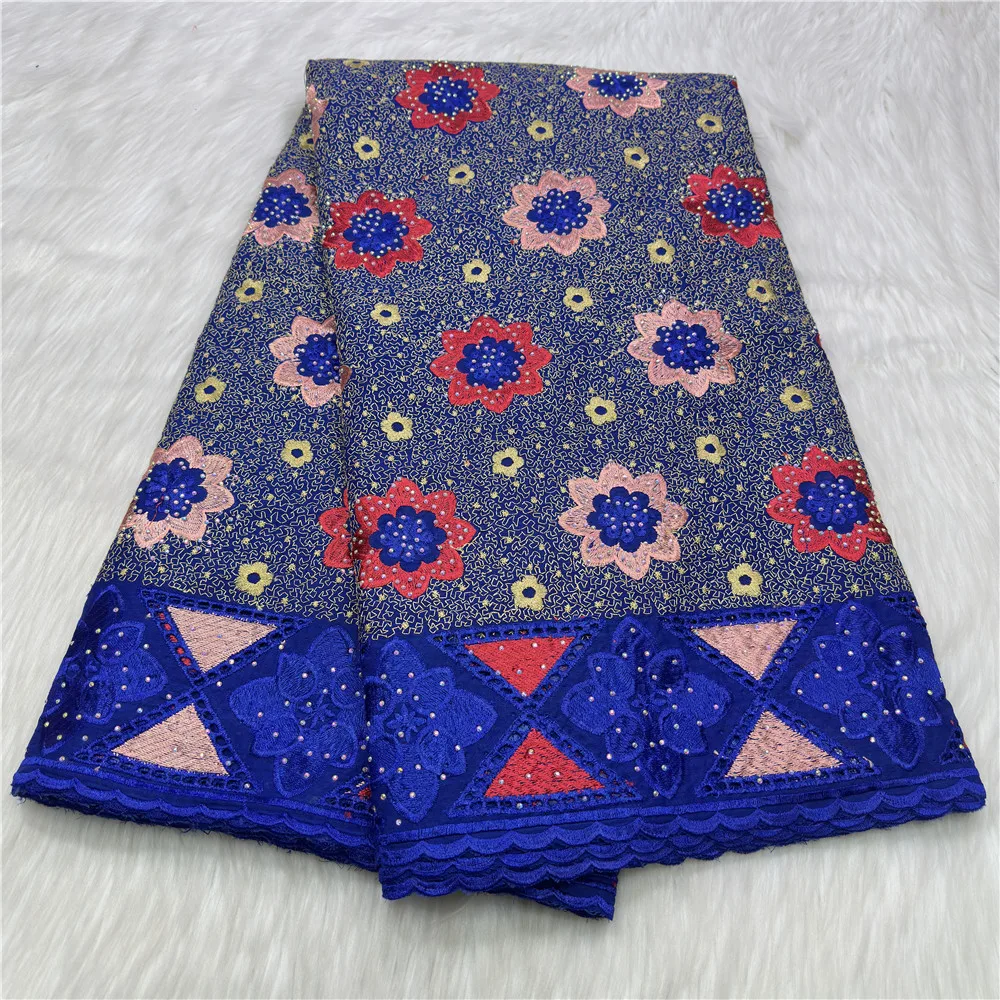 

New 5 Yards Swiss Voile Lace Fabric Lafaya Dry LaceEmbroidery African 100% Cotton Popular Dubai Style For Party Material 23A163