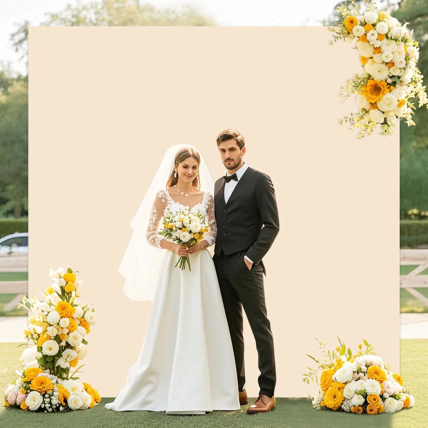 両面アプリコットスクエアアーチカバー-誕生日-結婚式-パーティー-ベビーシャワー-妊娠中の写真撮影用-スパンデックスストレッチ写真撮影用背景幕