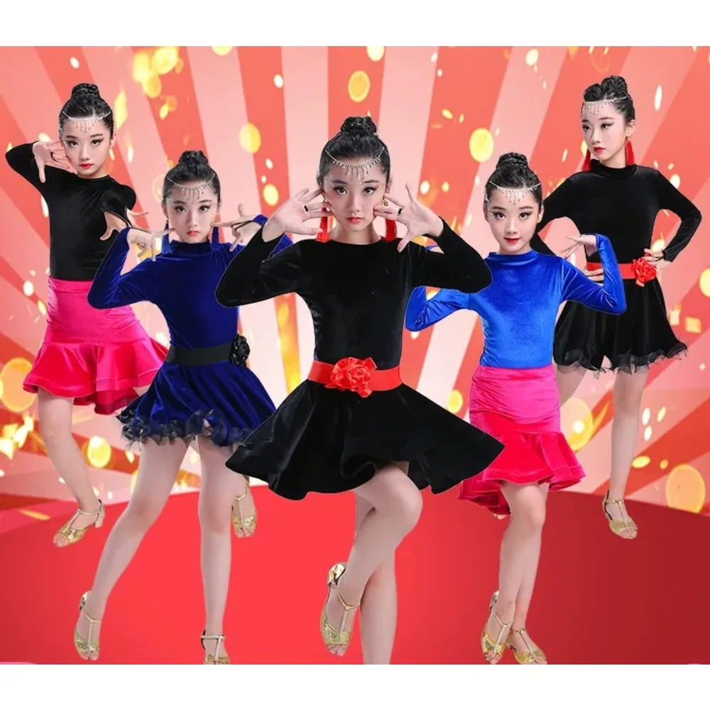 

Children Clothing Practice Uniform Girl Dresses Elegant Dancewear Latin Dress Dance Skirt Kids Clothes Stage Performance Costume