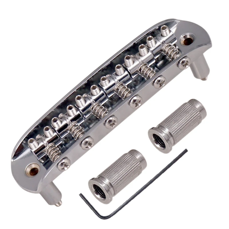 ●Guitar Saddle Bridge with Adjustable Saddles Zinc Alloy for Jazzmaster Guitar Accessories,Silver