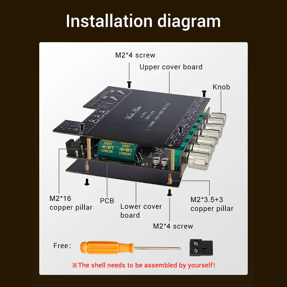 ZK-AM100 high-power KTV microphone audio all-in-one machine 2.1 channel Bluetooth power amplifier board 50+50+100W chip TPA3116D