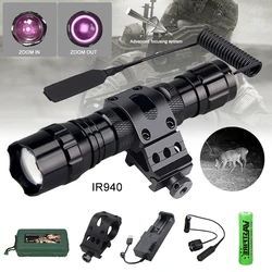 501B LED latarka taktyczna na podczerwień Zoomable Night Vision latarka myśliwska akumulator wodoodporne latarki IR 850nm/940nm