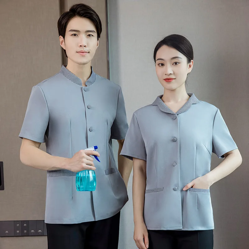 

Рабочая форма для уборщиц: летний костюм с коротким рукавом для отелей, больниц, KTV, уборки помещений, для женщин