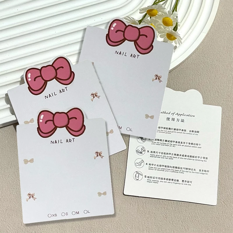 10Pcs Bow Tie False Nails Display Cards Cartoon New Style False Nail Tips Portable Nail Photography Props Manicure Showing Tools