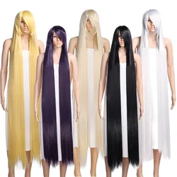 Anime Costume 150cm Extra Long Straight Cosplay Costume Party Wig Black Blonde Purple Red Brown