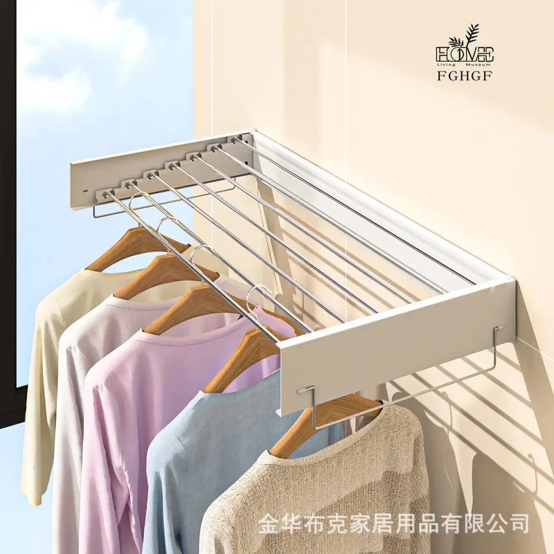 

Indoor folding clothes drying rack wall hanging invisible clothes drying balcony rail clothes hanger towel rack