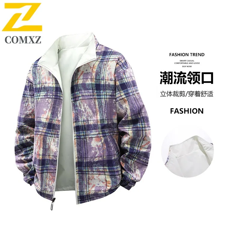 

COMXZ Men Overcoat Plaid New Branded Fishing Hiking Comfortable Loose Outdoor Walking Windbreaker Jacket Stylish Camping Coat