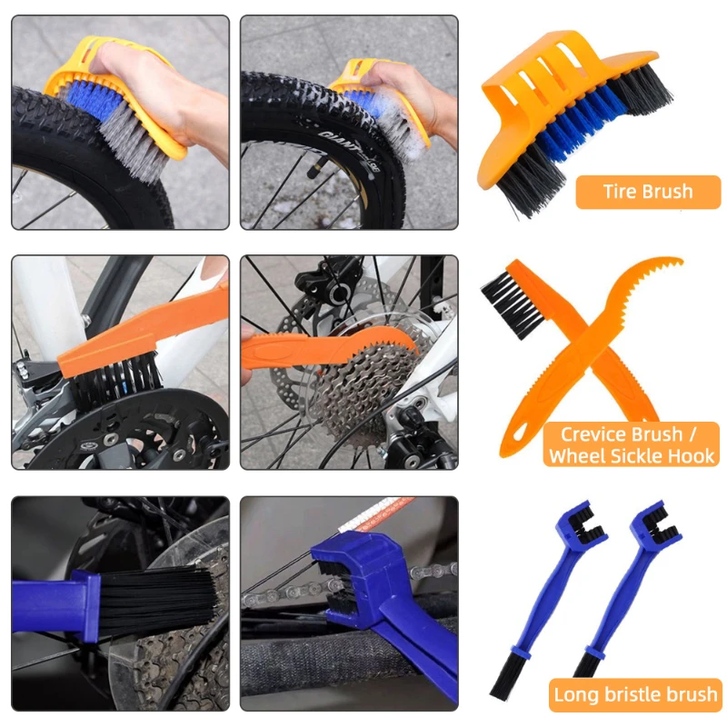 Bicycle Chain Cleaner Outdoor Cycling Brush Wash Tool Set Portable  Motorbikes Mountain Road Bike Scrubber Brushes Cleaning Set