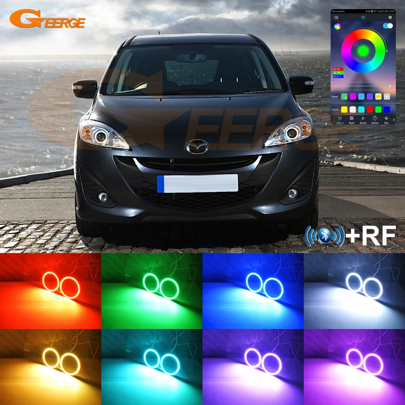 

For Mazda 5 Mazda5 Premacy CW 2010 2011 2012 - 2015 Bluetooth App Multi-Color Ultra Bright RGB LED Angel Eyes Kit Halo Rings