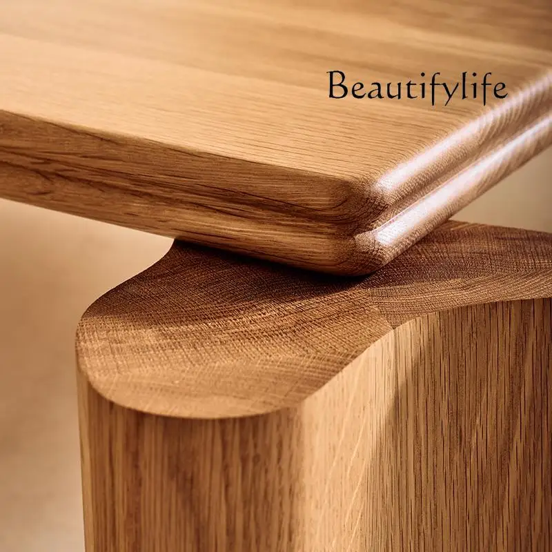 Nordic simple square solid wood marble coffee table designer home retro quiet wind living room low tea table