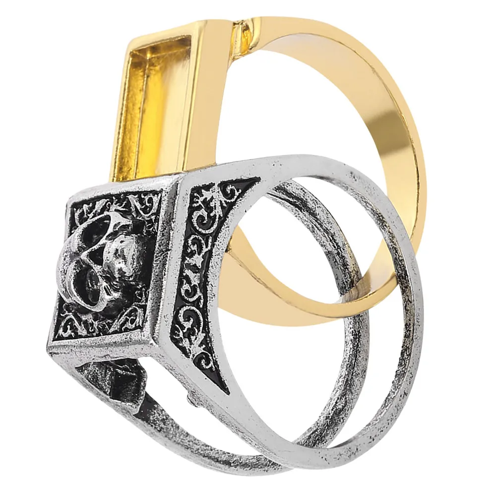 Skull Ring Secret Compartment Vintage Punk Jewelry Retro Alloy Band For Men Women Unique Cool Rings Halloween Party
