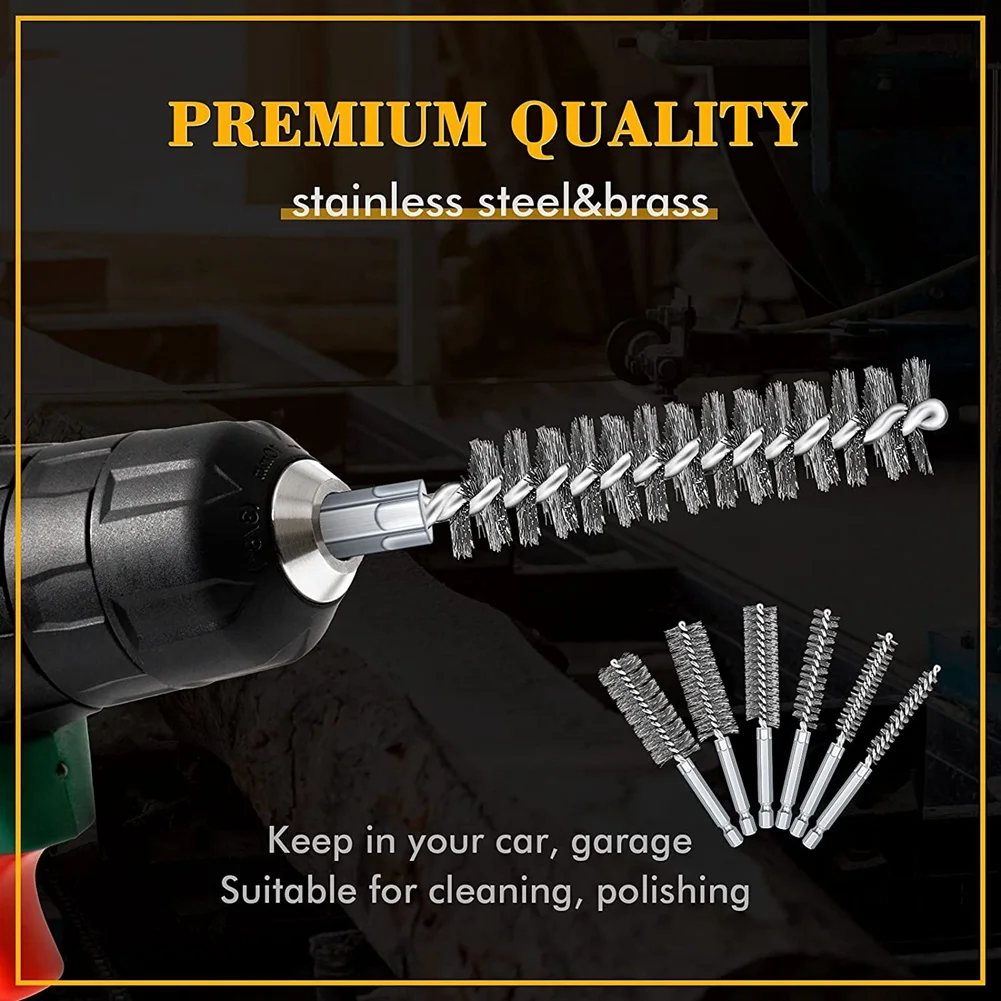 Juego de cepillos para agujeros A56XQ, juego de cepillos para agujeros de alambre de acero, cepillo de limpieza de acero inoxidable, adecuado para taladro eléctrico, taladro de impacto