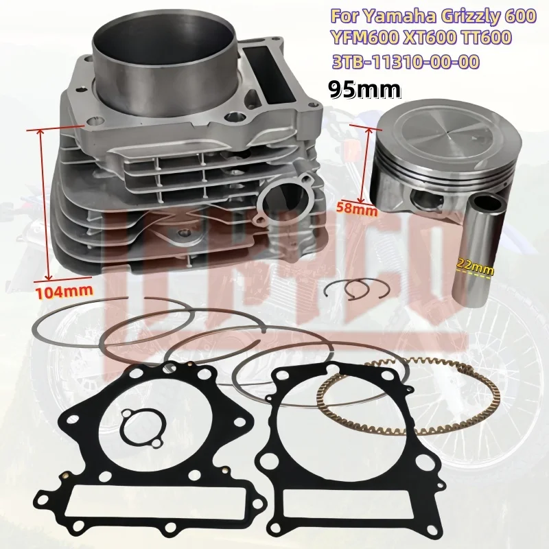 Motorcycle Engine Cylinder 95mm Bore Kit Motor for Yamaha Grizzly 600 YFM600 XT600 TT600 E/R/RE/S 3TB-11310-00-00 ATV Motoblock