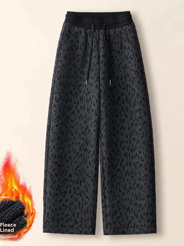 Fashionable Casual Trousers Women's Autumn Winter New Large Size Loose Small Figure Fleece Wide Leg Pants High Waist Balloon ...