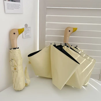 Cute duck head umbrella sun umbrella sun umbrella sun protection creative folding sun umbrella black glue