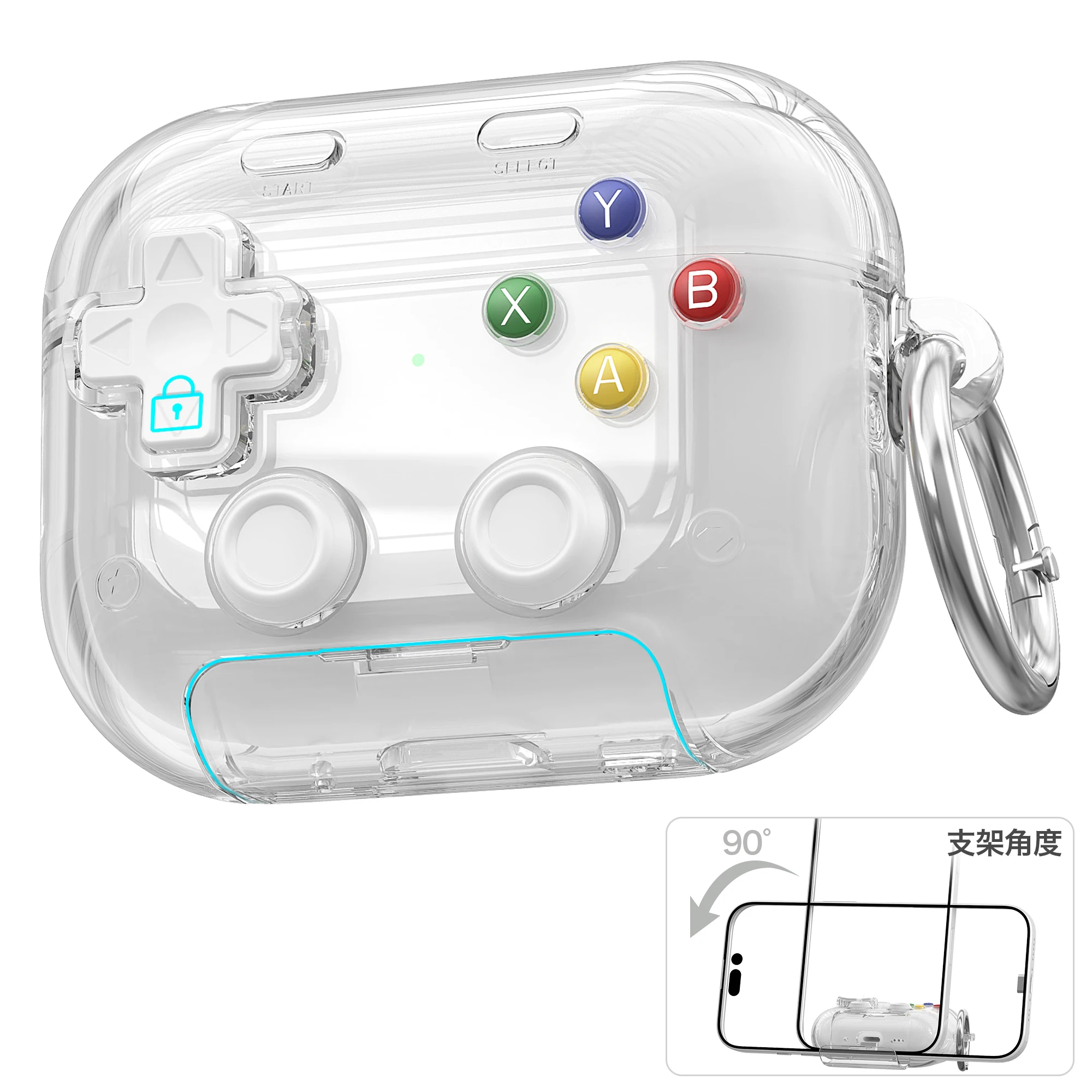 For AirPods 5 Transparent Game Console Design Earphone Case For AirPods Pro 3 Cover with Holder Creative Stress Relief Button