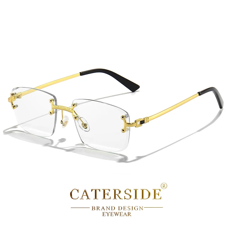 CATERSIDE Neue Mode Rechteck Sonnenbrille Männer Frauen Luxus Designer Randlose Gradienten Objektiv Metall Sonnenbrille Für Männer UV400 – Detail 19