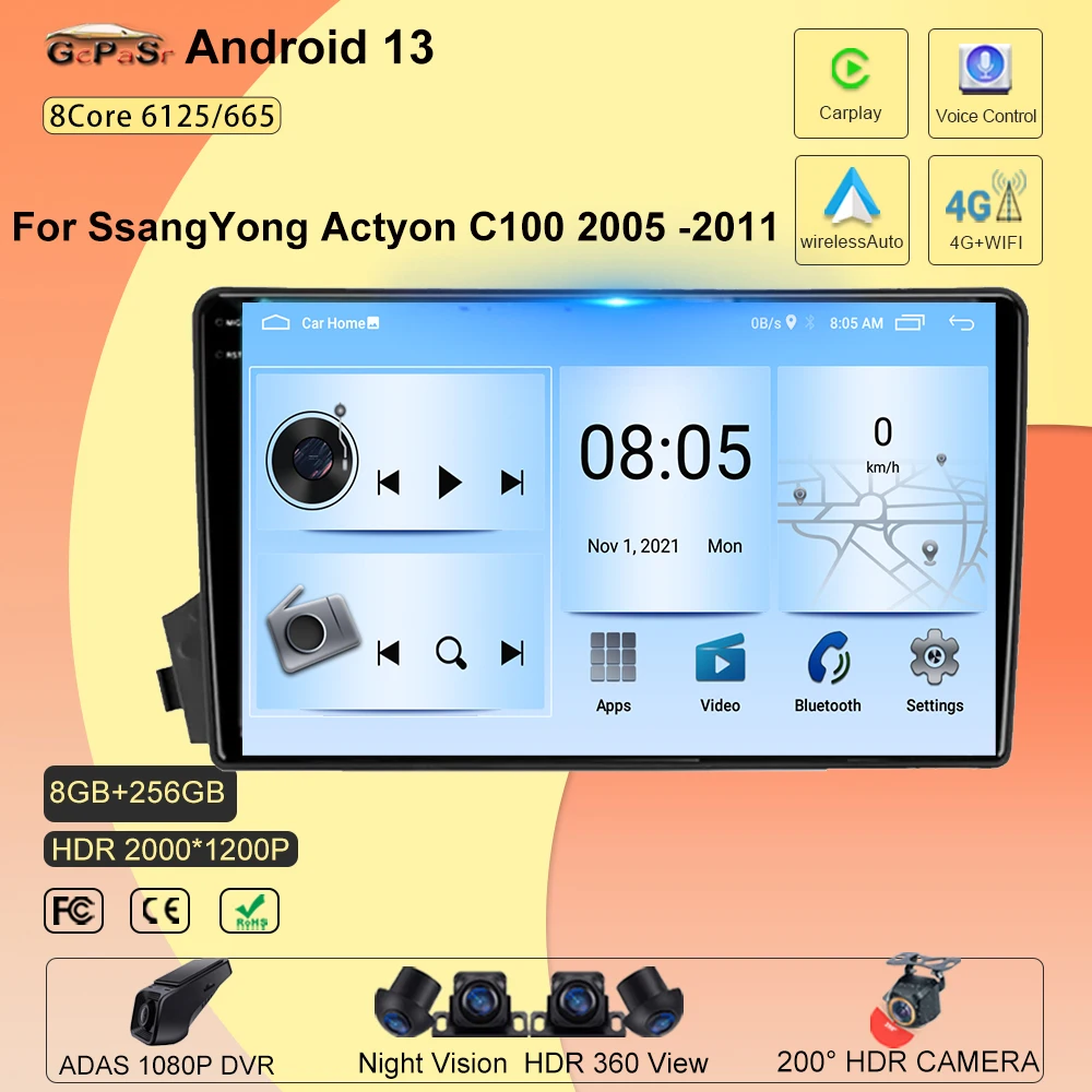 Car android For SsangYong Actyon C100 2005 -2011 Android 13 Car Radio Multimedia Video Player Navigation GPS No 2din dvd 5G WIFI