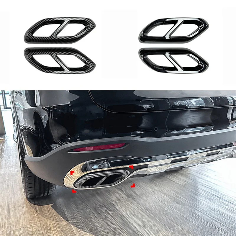 Car Rear Throat Exhaust Pipe Muffler Tips Cover Trim for Mercedes Benz GLC Class X254 2023+ GLC260 GLC300 AMG(Carbon)