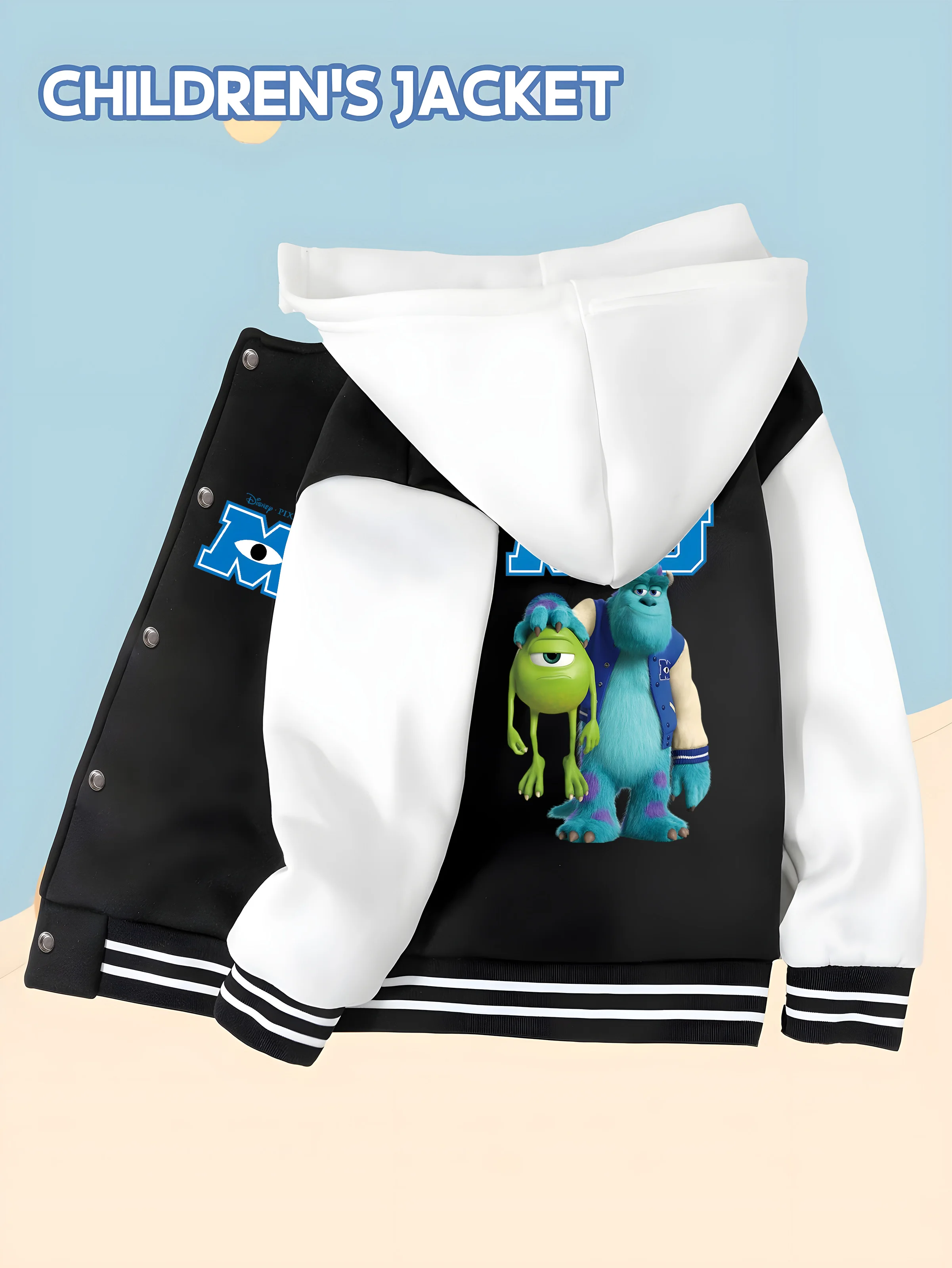 

MINISO Disney Monsters University Boys Jacket - Fun Sulley and Popeye prints, versatile, comfortable and trendy