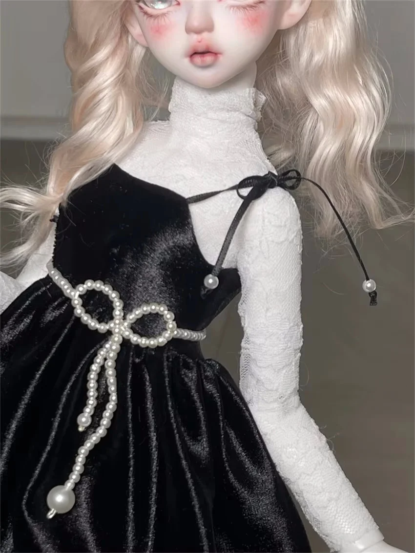 BJD/SD Doll Clothes 1/4 Soft lacy Long Sleeve T-shirt Toys Girls Tops Black White Elegant Beautiful Gifts Daily Doll Accessories