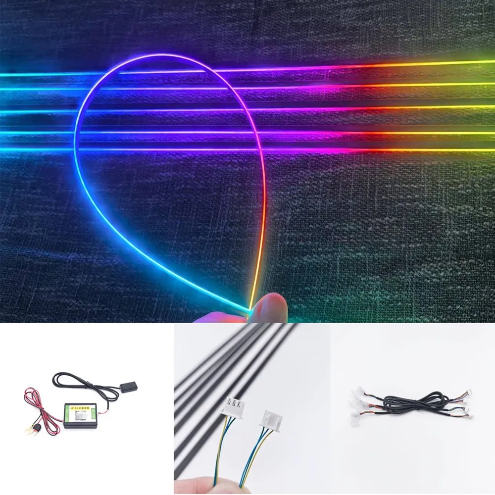

For Accessories LED Symphony Car Interior Decoration Atmosphere Light RGB Acrylic Strip Additional Replacement 6/10/14/18in1