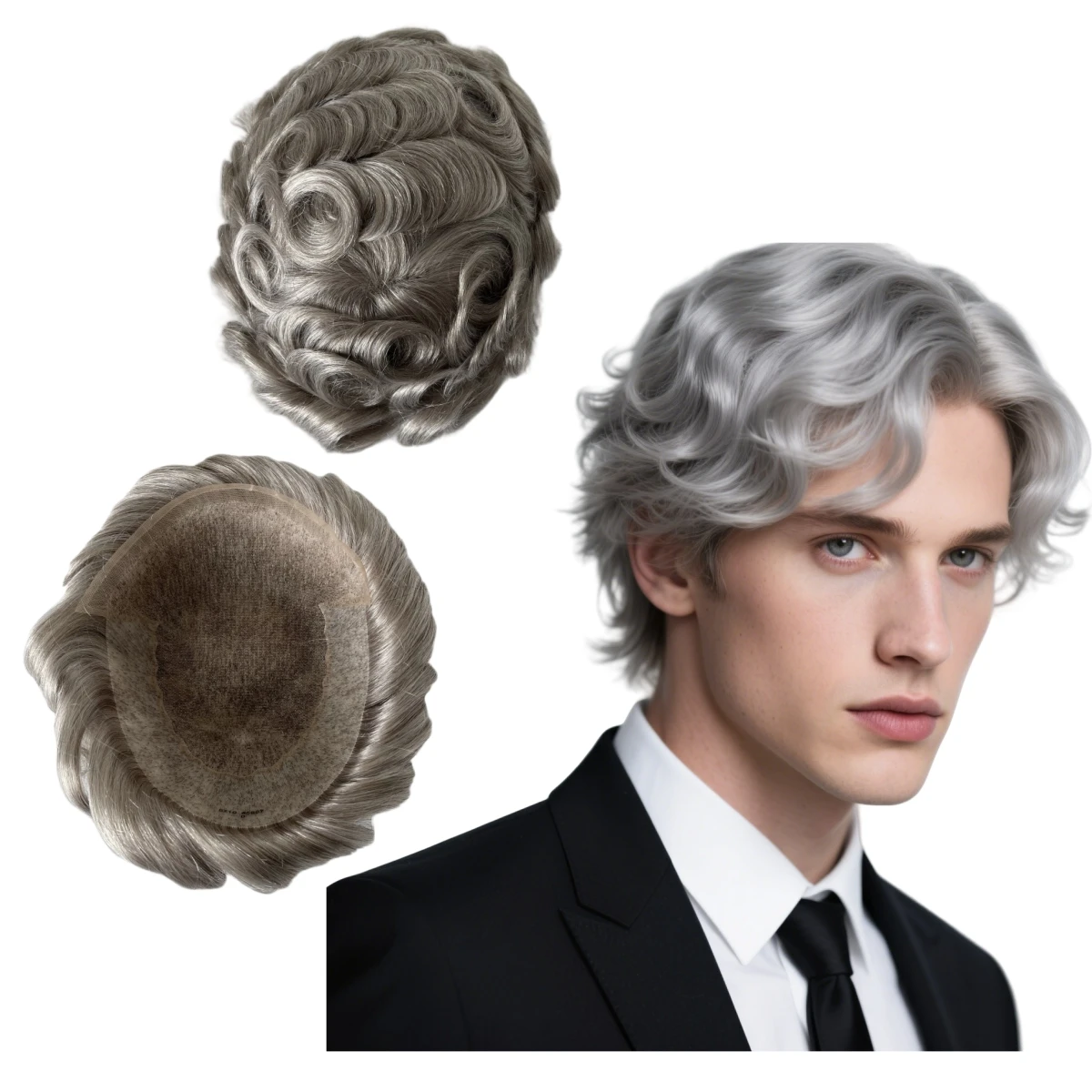 

Индийские системы натуральных человеческих волос # Серый парик фронта шнурка 580, 8x10 Q6, для белых мужчин