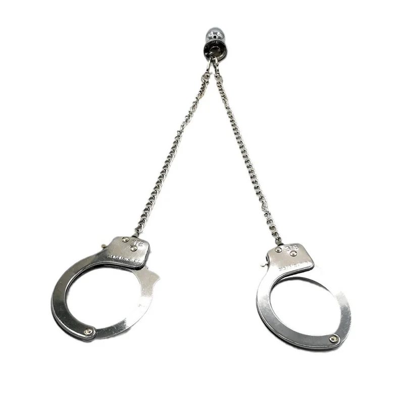 Adult FemaleSMBack Court Butt Plug Stainless Steel Handcuffs Metal Iron Chain Plush Couple Game Toys