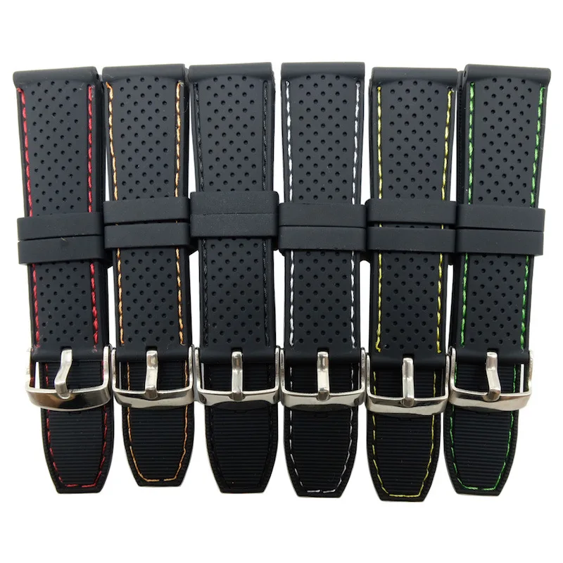 

Silicone Rubber Watchband 20mm 22mm Women Men Watch Band Strap Waterproof Sports Wristband Watch Belt Polished Buckle